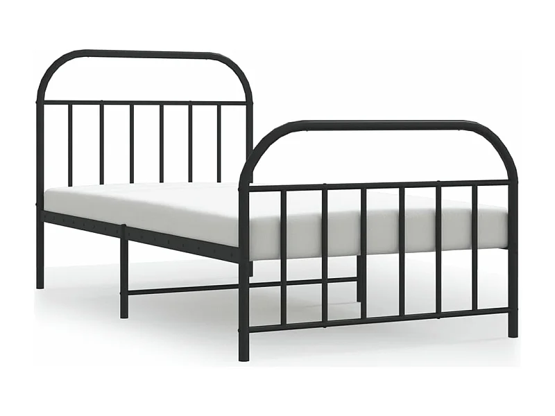 Cadre de lit métal avec tête de lit-pied de lit noir 107x203