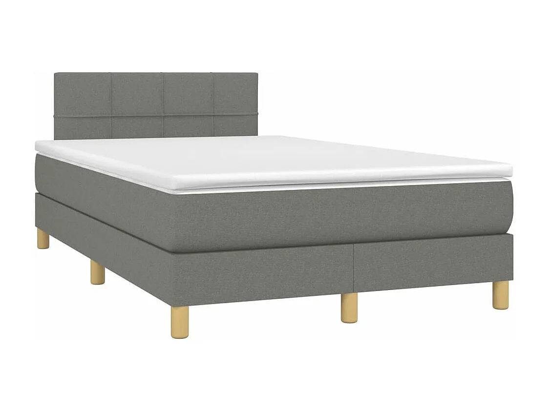 Sommier à lattes de lit matelas LED gris foncé 120x190 tissu