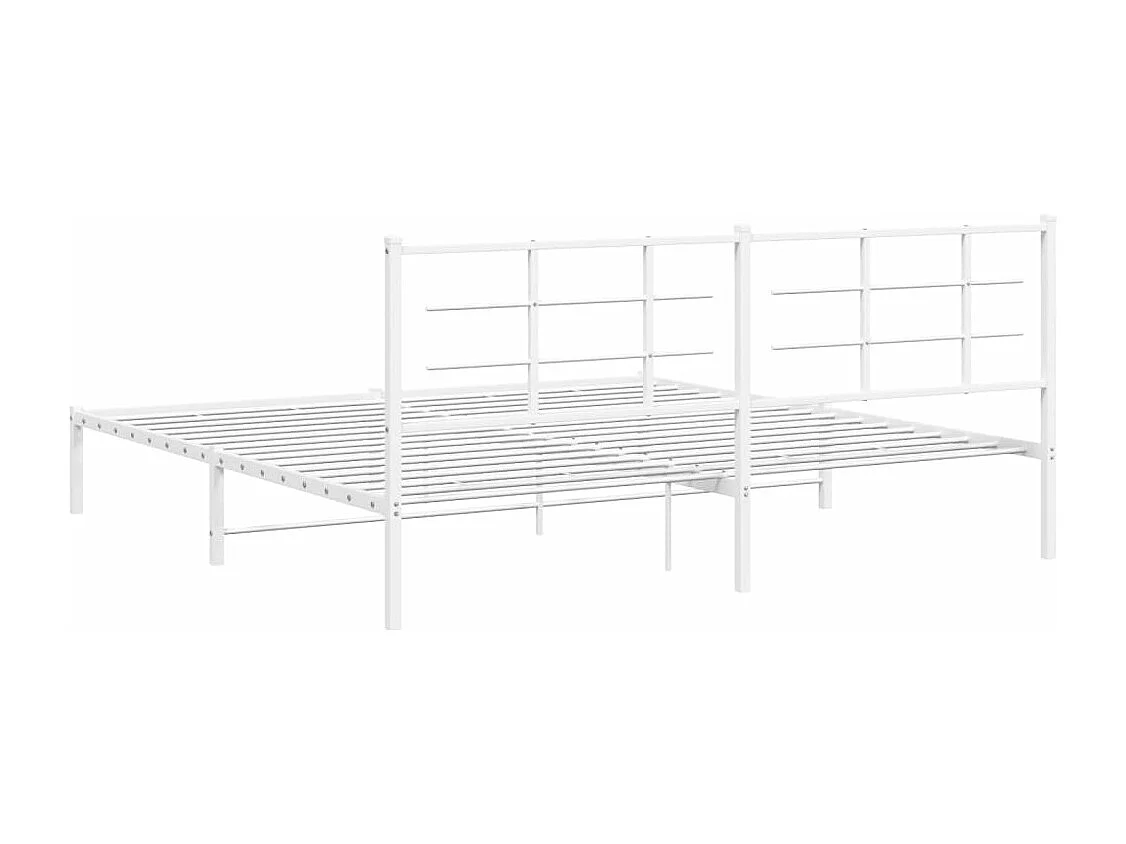 Cadre de lit métal avec tête de lit blanc 193x203