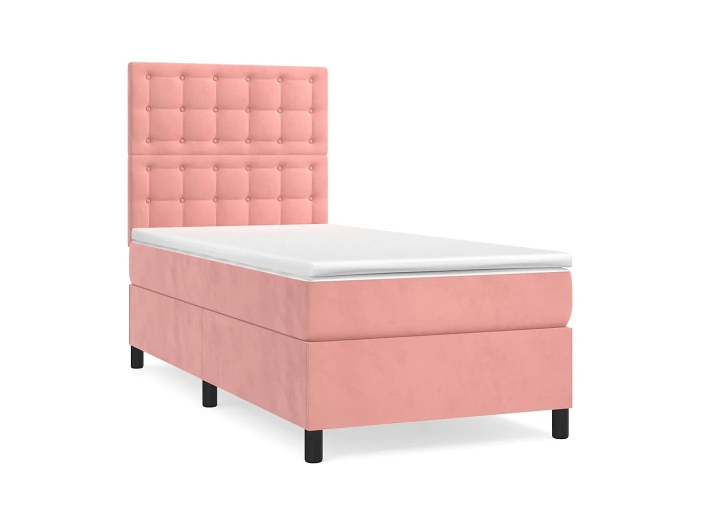 Lit à sommier tapissier avec matelas Rose 90x200 Velours