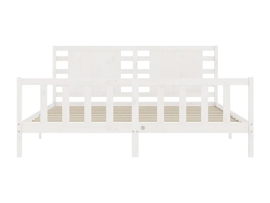 Cadre de lit avec tête de lit blanc 200x200 bois massif