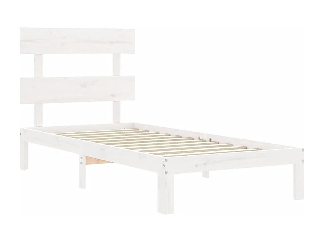 Cadre de lit et tête de lit blanc 100x200 bois massif