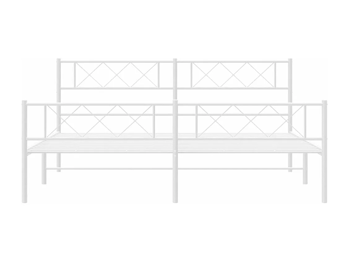 Cadre de lit métal avec tête de lit-pied de lit blanc 193x203