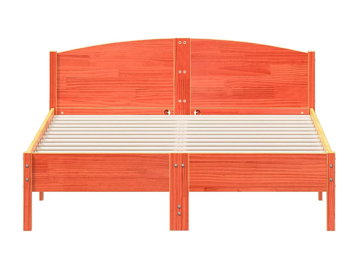 Cadre de lit et tête de lit marron 120x200 bois de pin