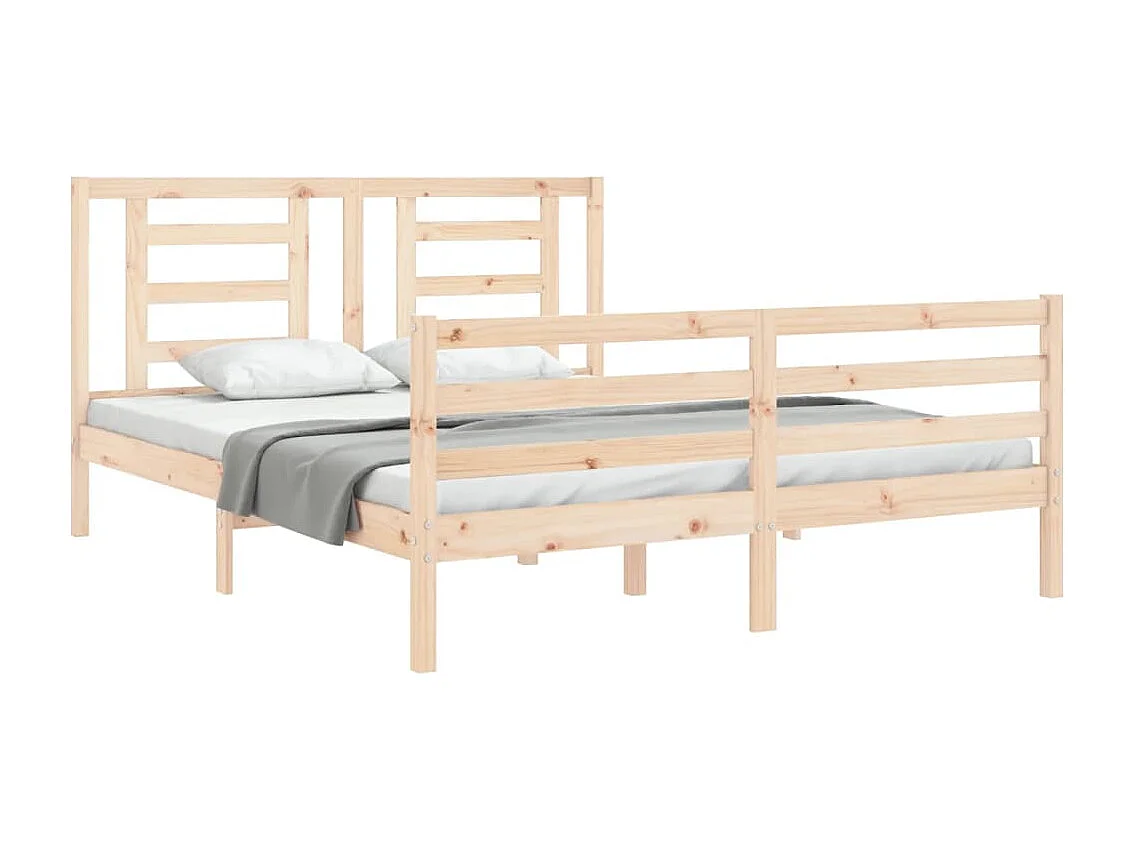 Cadre de lit avec tête de lit king size bois massif