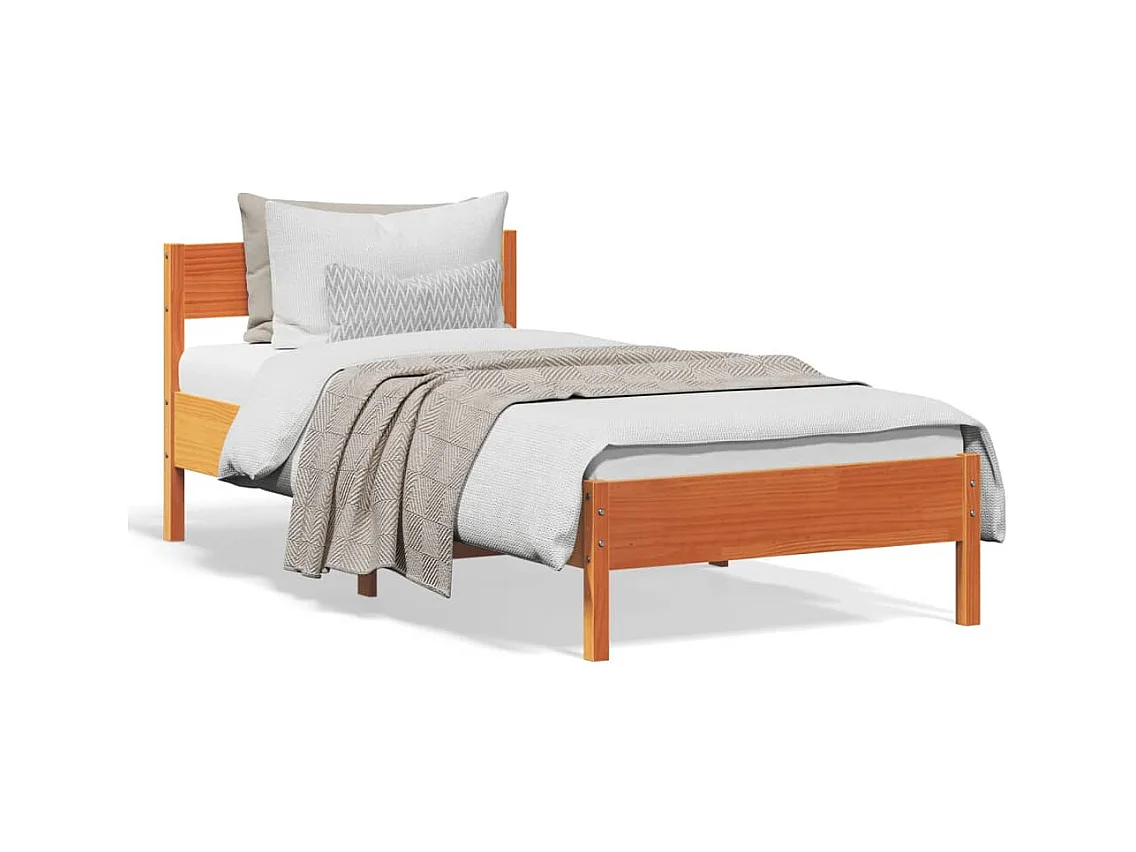 Cadre de lit avec tête de lit marron 75x190 bois de pin