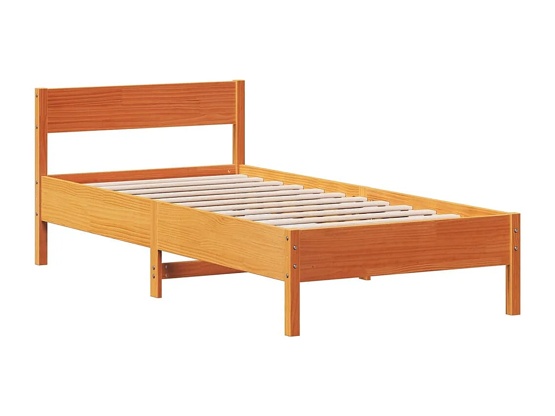 Cadre de lit avec tête de lit marron 75x190 bois de pin