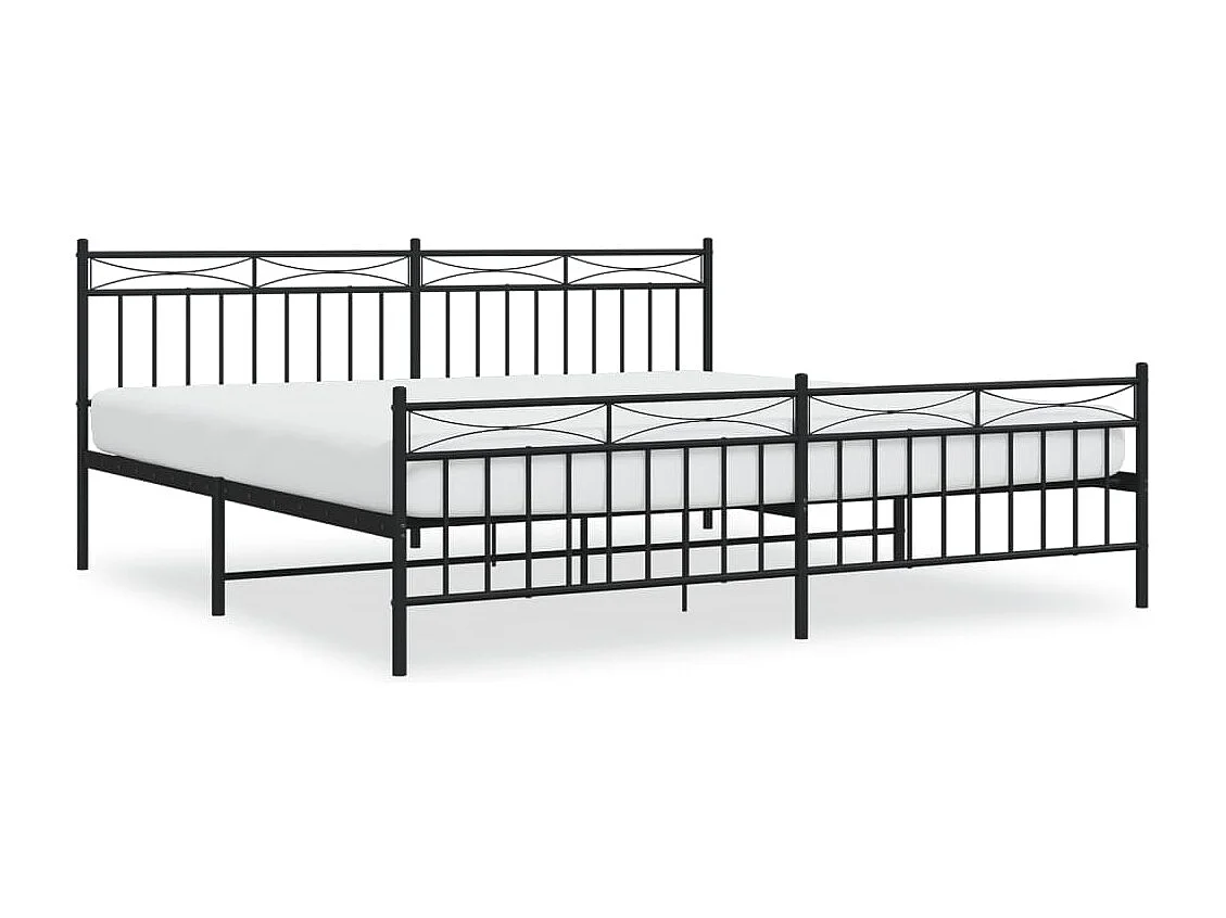 Cadre de lit métal avec tête de lit-pied de lit noir 193x203