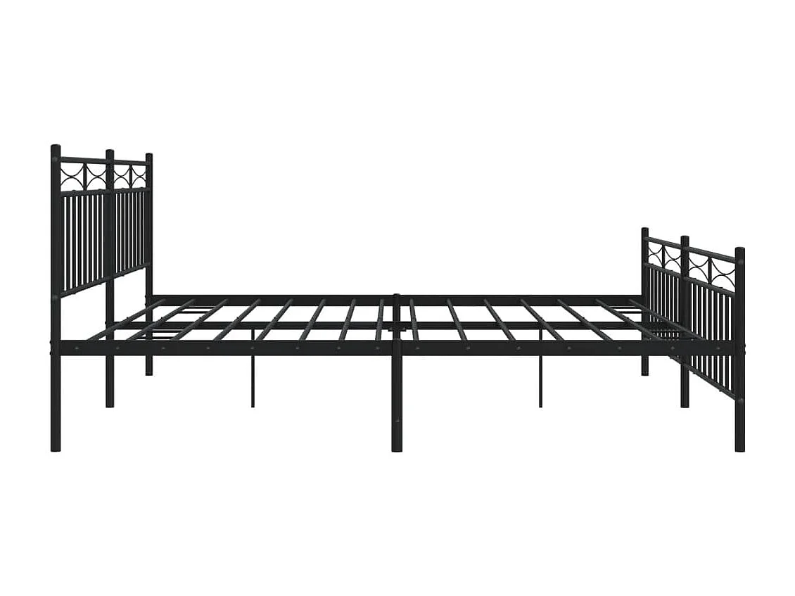 Cadre de lit métal avec tête de lit-pied de lit noir 193x203