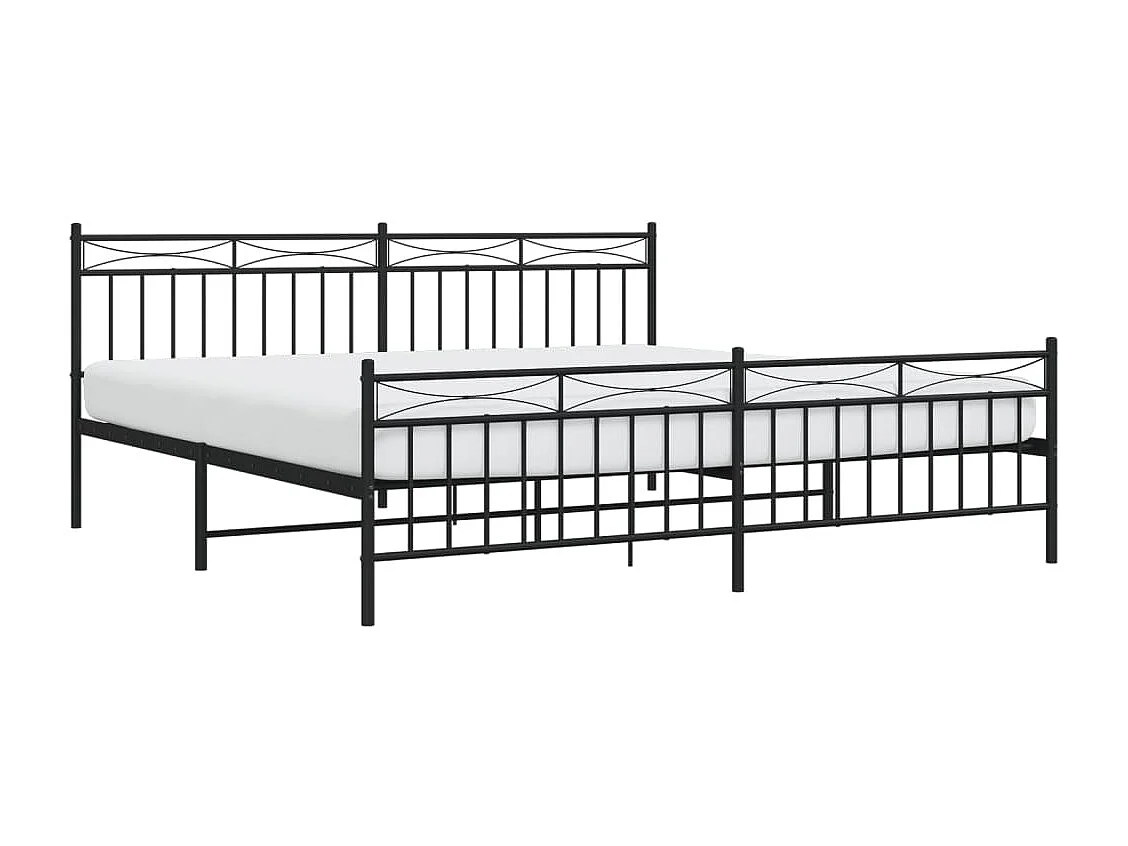 Cadre de lit métal avec tête de lit-pied de lit noir 193x203