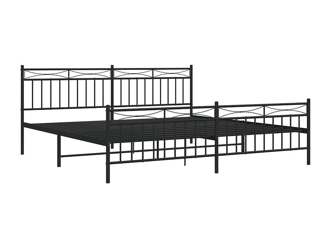Cadre de lit métal avec tête de lit-pied de lit noir 193x203