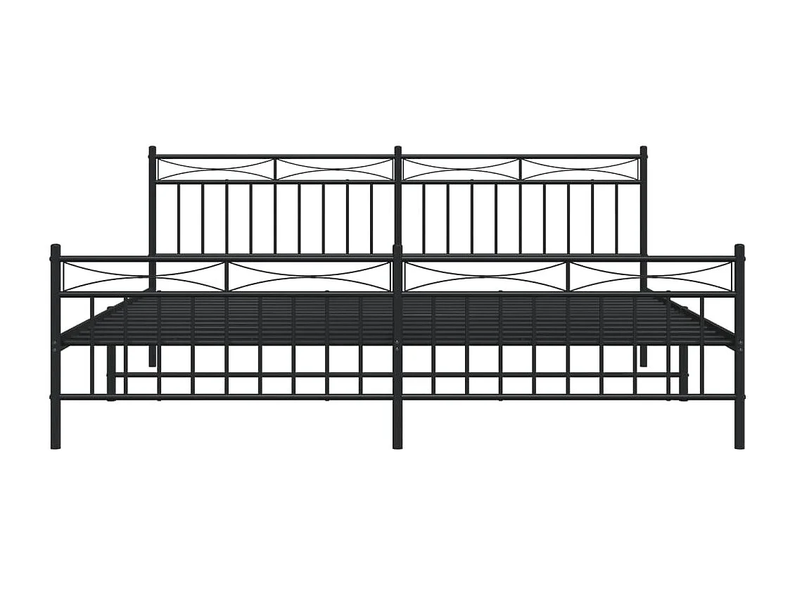 Cadre de lit métal avec tête de lit-pied de lit noir 193x203