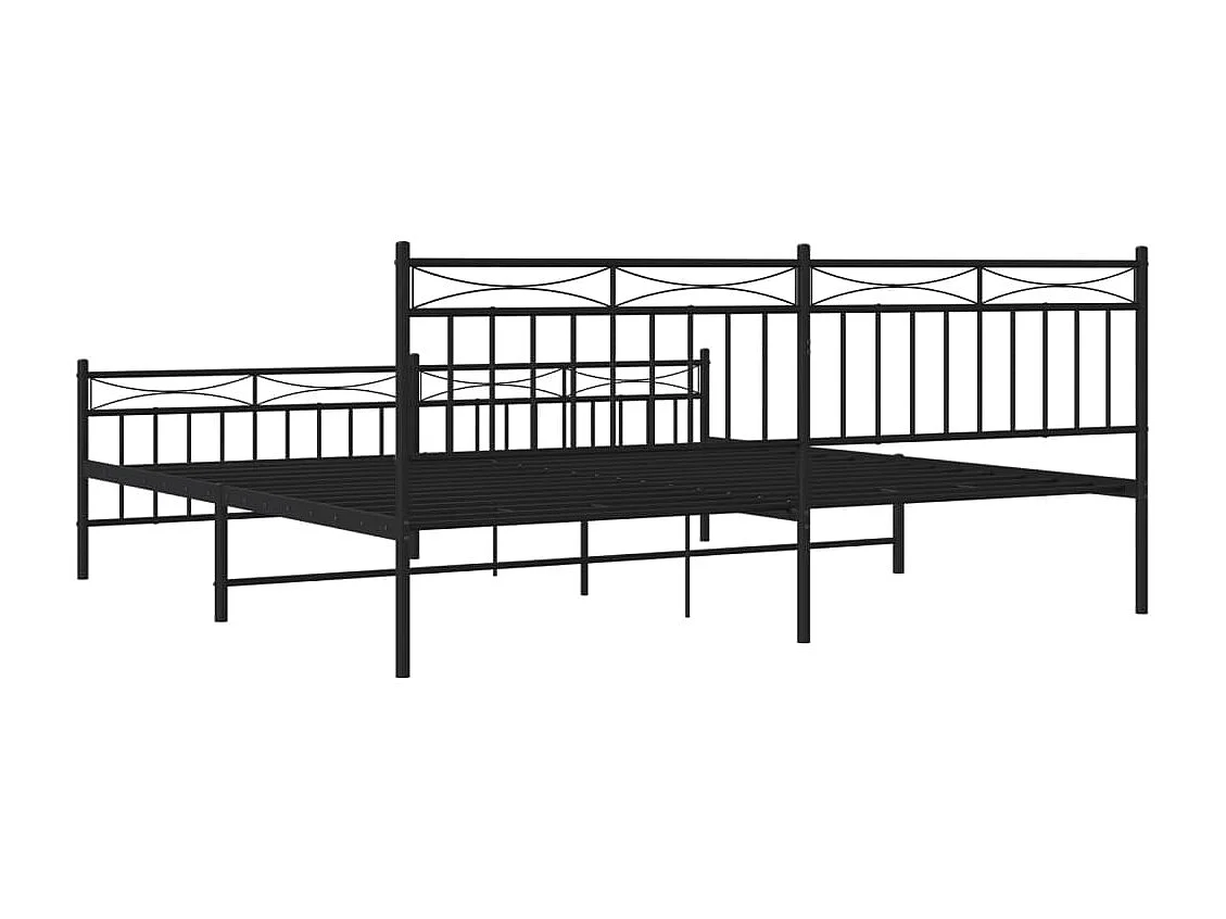 Cadre de lit métal avec tête de lit-pied de lit noir 193x203