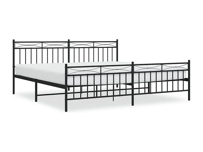 Cadre de lit métal avec tête de lit-pied de lit noir 193x203