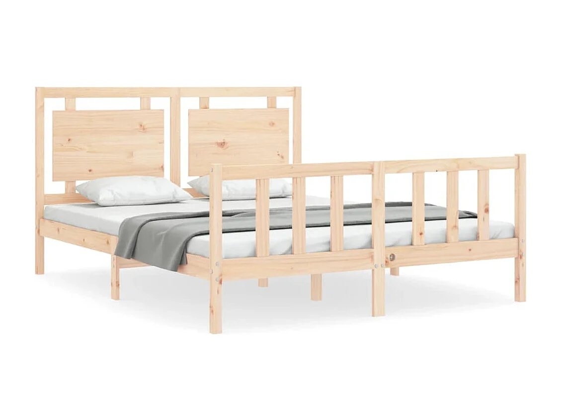 Cadre de lit avec tête de lit king size bois massif
