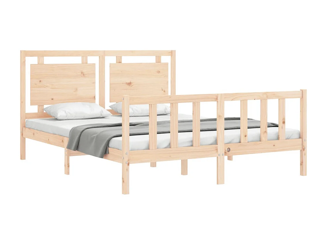 Cadre de lit avec tête de lit king size bois massif