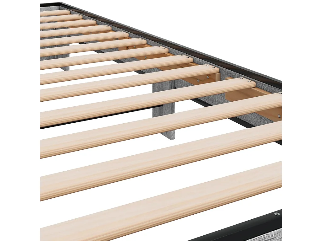 Bedframe bewerkt hout en metaal grijs sonoma eiken 90x190 cm