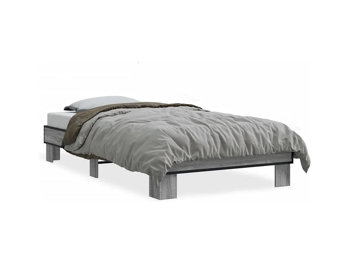 Cadre de lit sonoma gris 90x190 bois d'ingénierie et métal