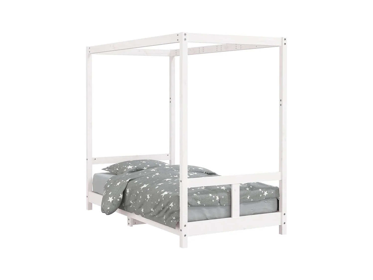 Cadre de lit pour enfant blanc 80x160 bois de pin massif