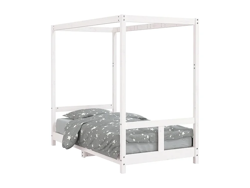 Cadre de lit pour enfant blanc 80x160 bois de pin massif