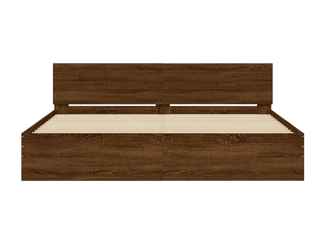Cadre de lit avec tête de lit chêne marron 200x200