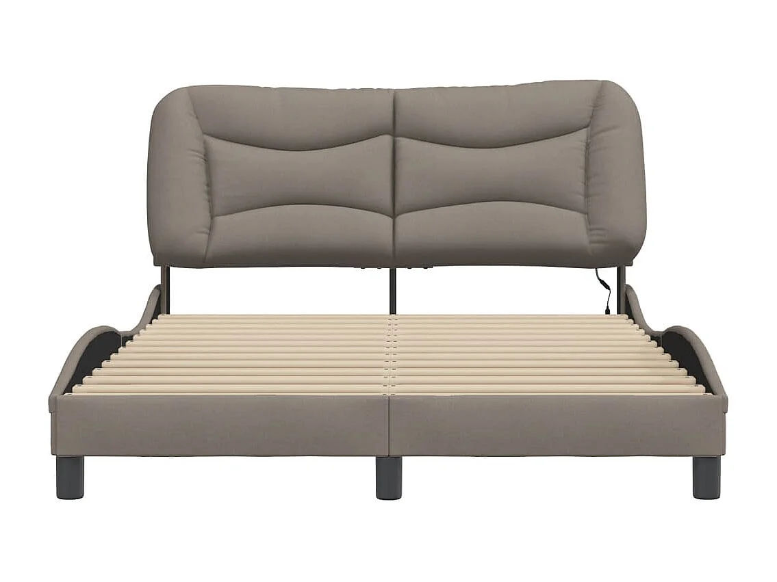 Cadre de lit avec lumières LED taupe 140x190 tissu