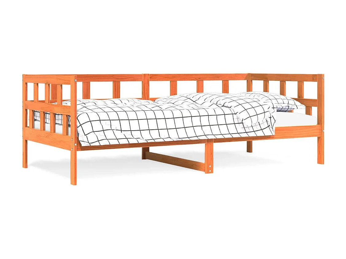 Lit de jour marron 80x200 bois de pin massif
