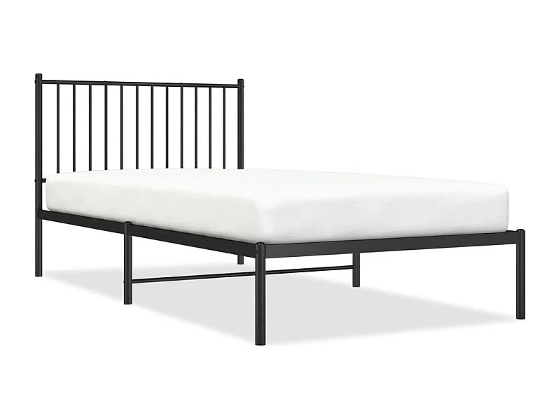 Cadre de lit métal avec tête de lit noir 100x200