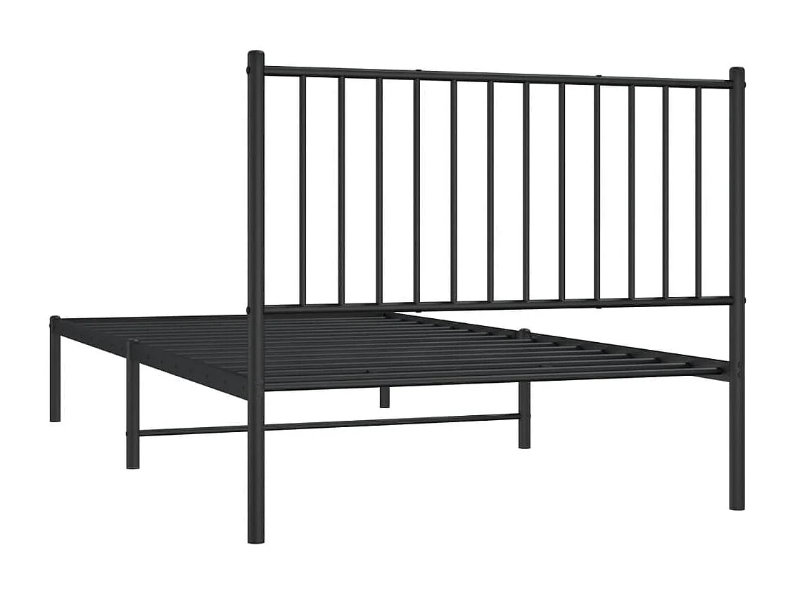 Cadre de lit métal avec tête de lit noir 100x200