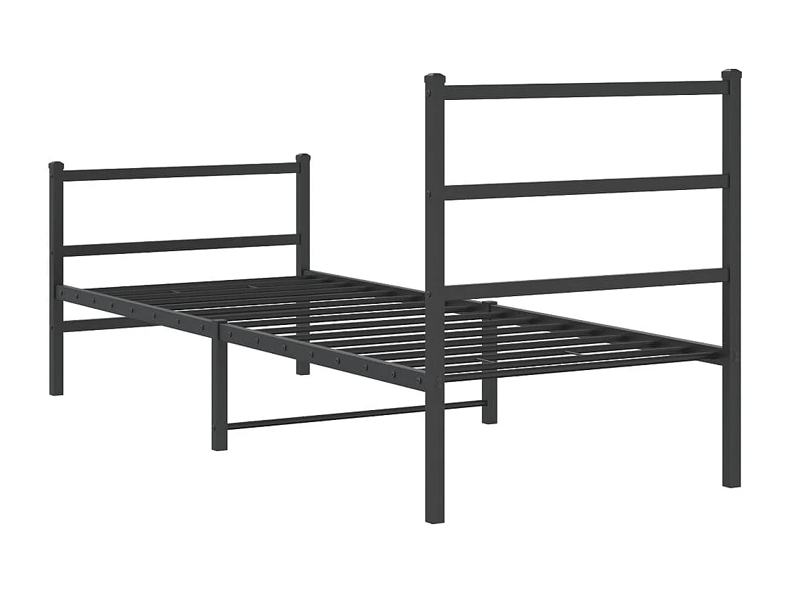 Cadre de lit métal avec tête de lit-pied de lit noir 80x200