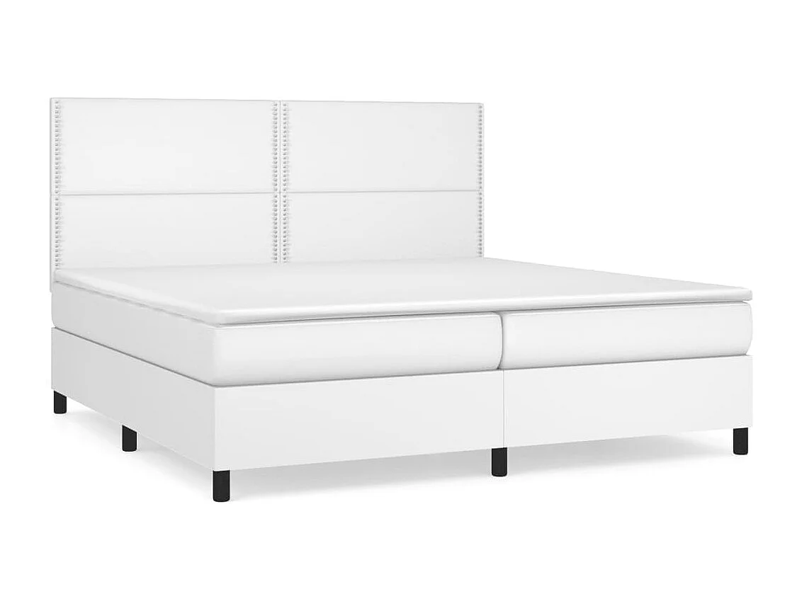 Sommier à lattes de lit avec matelas Blanc 200x200 Similicuir