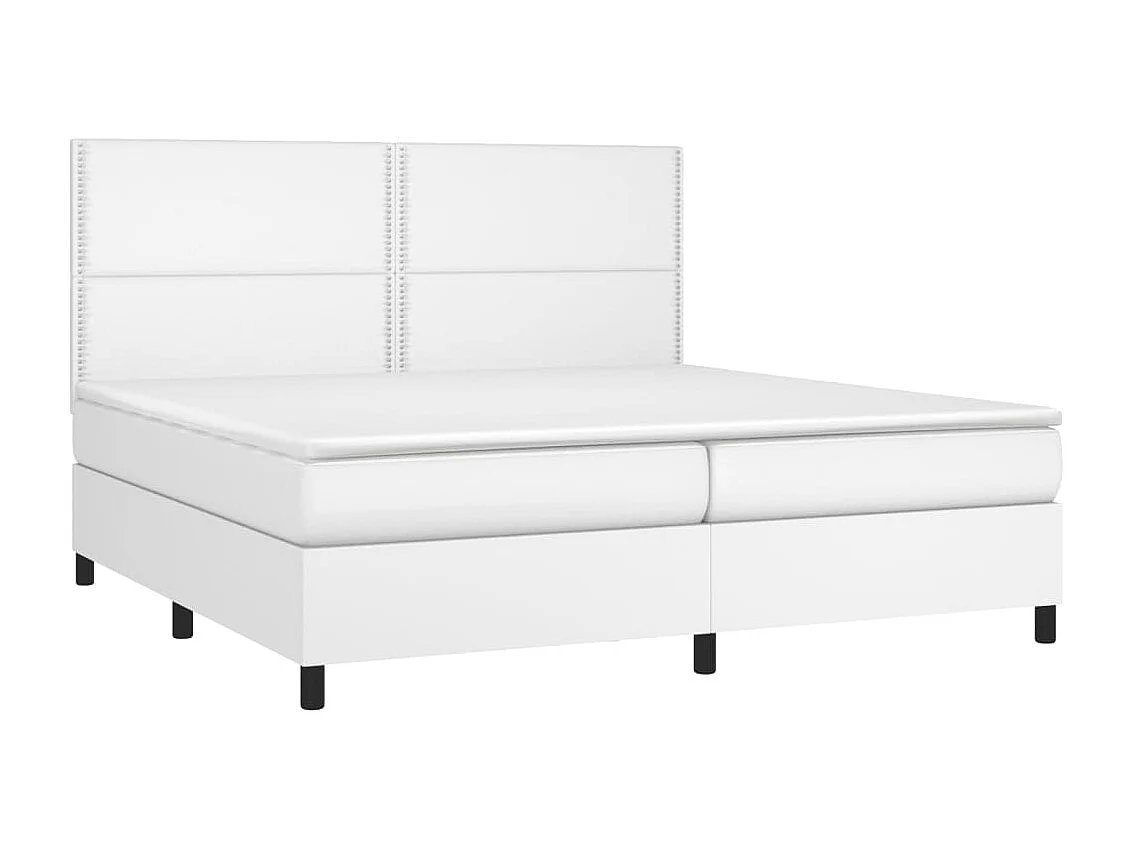 Sommier à lattes de lit avec matelas Blanc 200x200 Similicuir