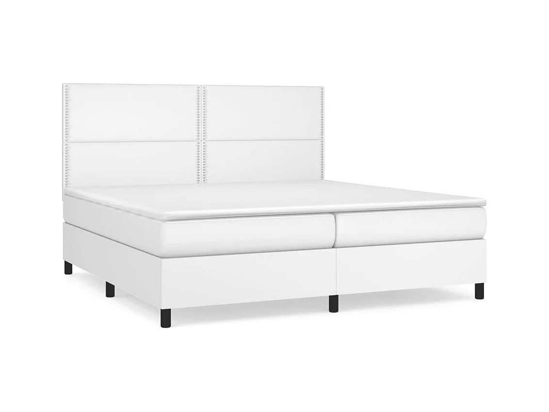 Sommier à lattes de lit avec matelas Blanc 200x200 Similicuir