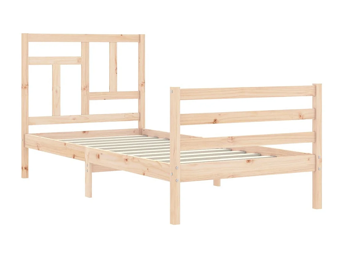 Cadre de lit avec tête de lit 90x200 bois massif