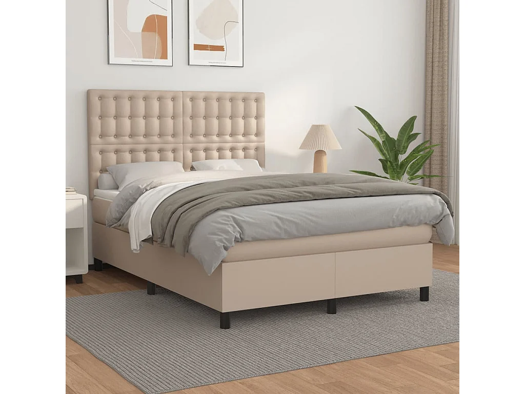 Sommier à lattes de lit avec matelas Cappuccino 140x200