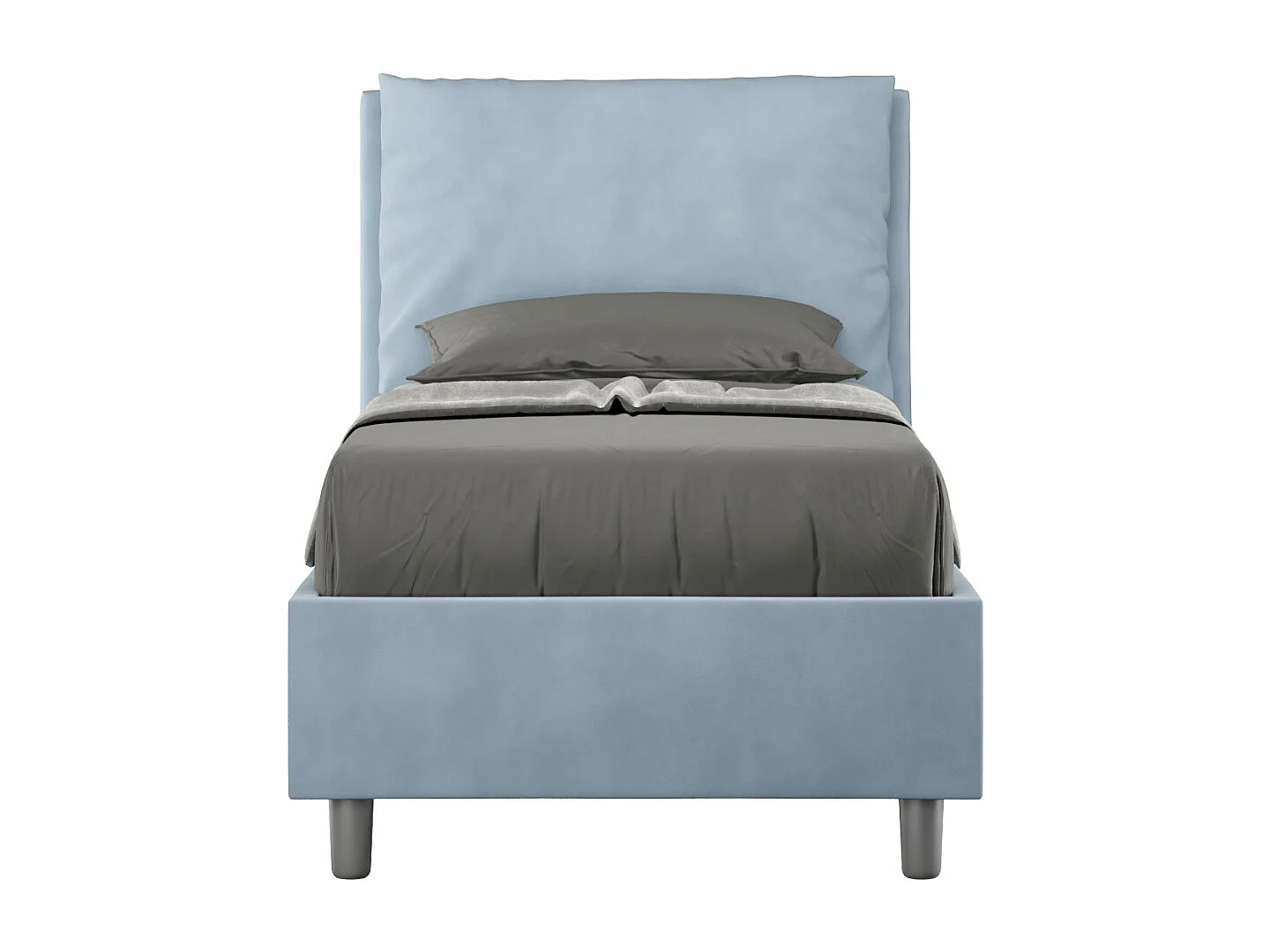 Lit adulte moderne avec coussins rembourrés microfibre Anja-Couleur Bleu clair-90x190