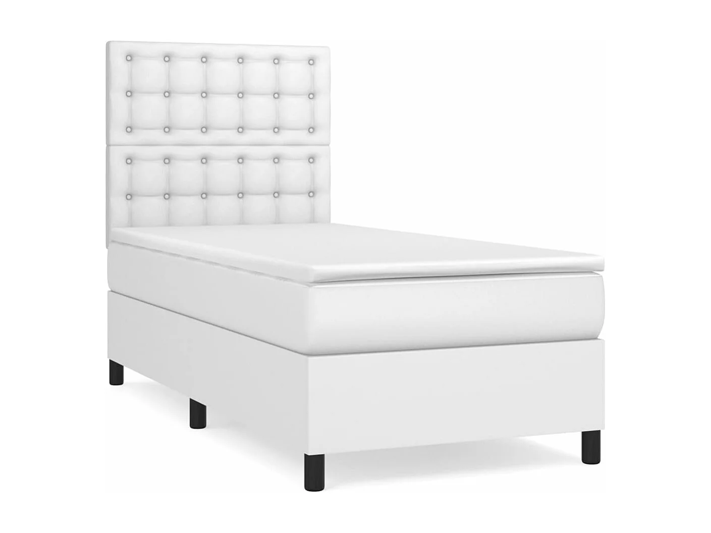 Sommier à lattes de lit avec matelas Blanc 80x200 Similicuir