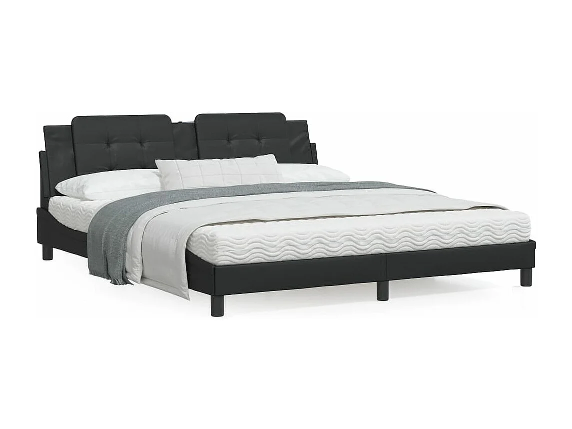 Bedframe met hoofdbord kunstleer zwart 180x200 cm