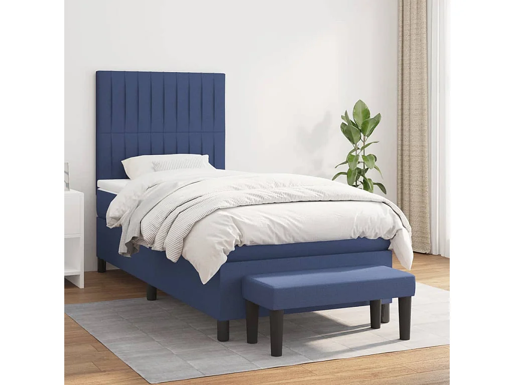 Sommier à lattes de lit avec matelas Bleu 80x200 Tissu