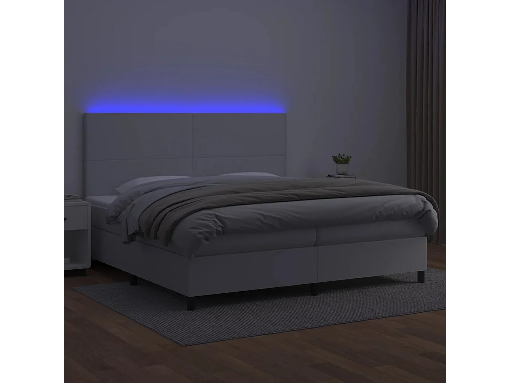 Sommier à lattes de lit avec matelas et LED Blanc 200x200