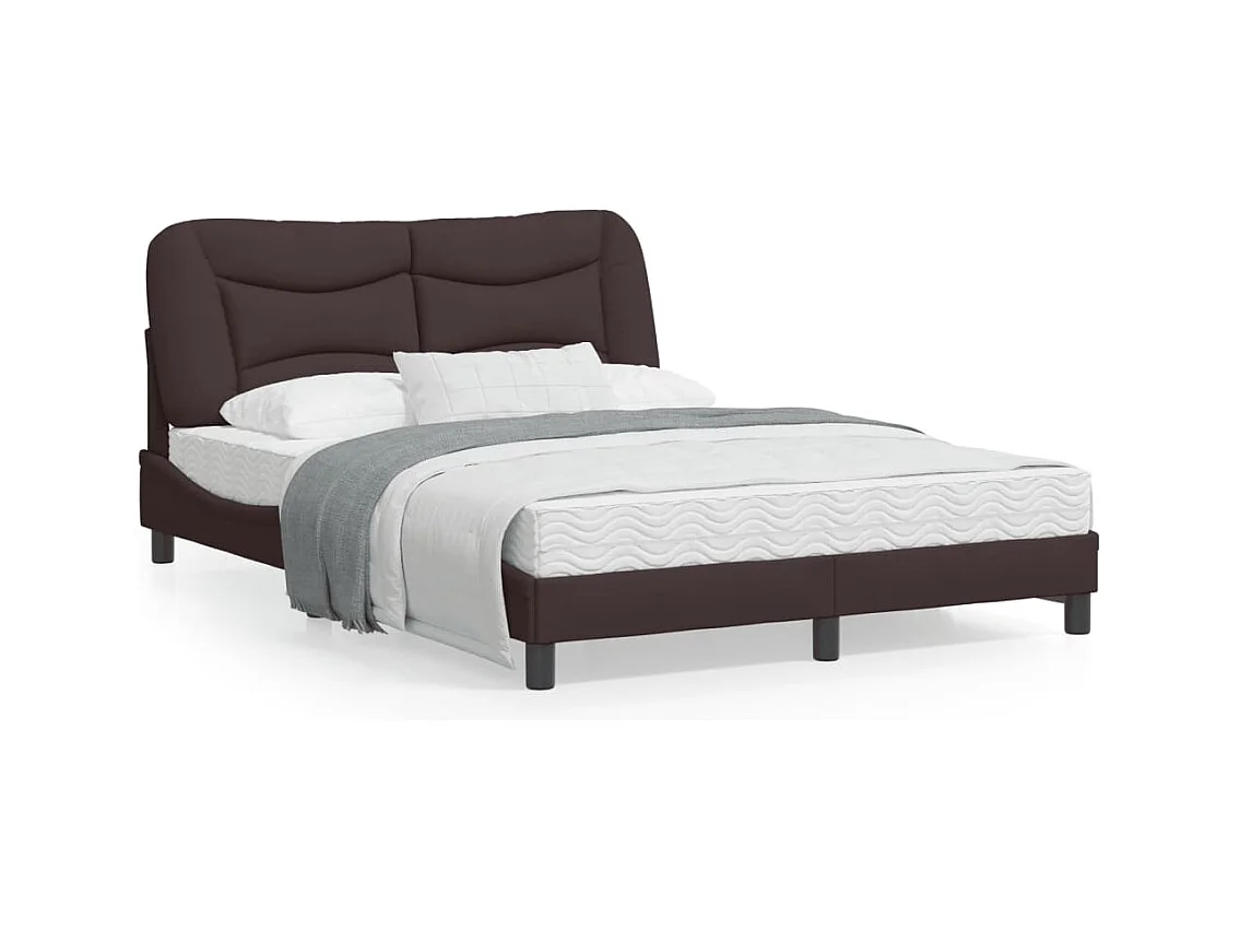 Cadre de lit avec lumières LED marron foncé 140x190 tissu