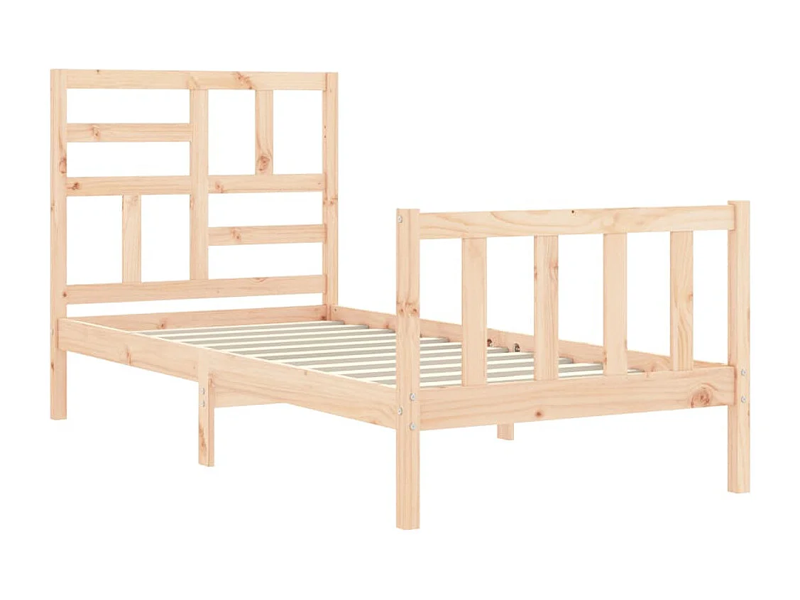 Cadre de lit avec tête de lit 90x200 bois massif