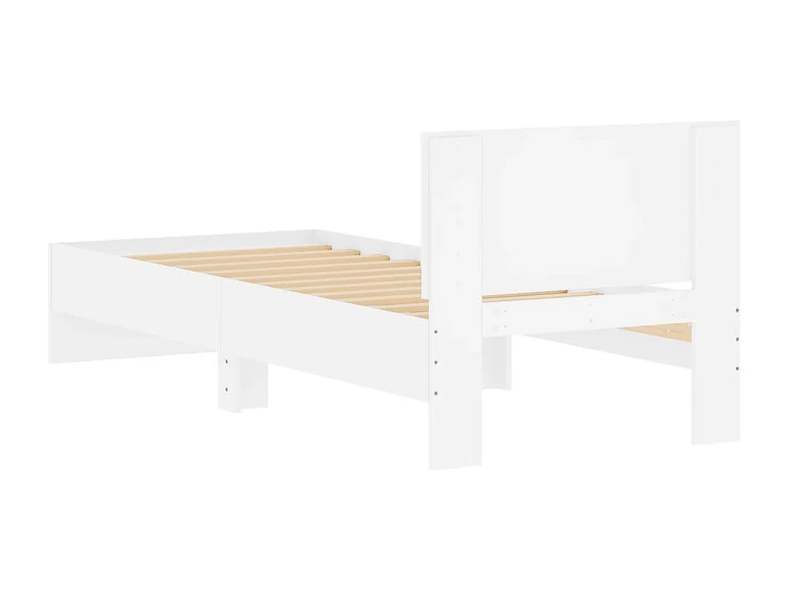 Cadre de lit avec tête de lit blanc 90x200 bois d'ingénierie