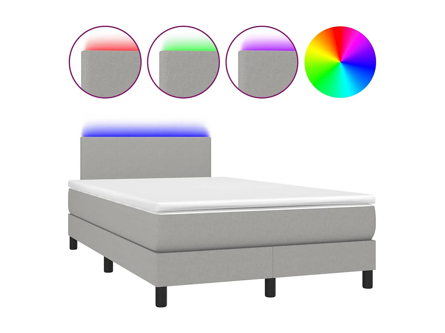 Sommier à lattes de lit matelas LED gris clair 120x190 tissu