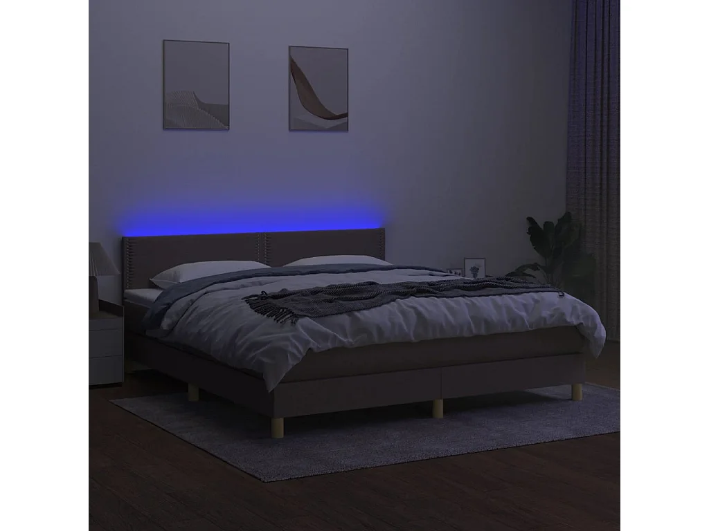 Sommier à lattes de lit avec matelas LED Taupe 180x200 Tissu