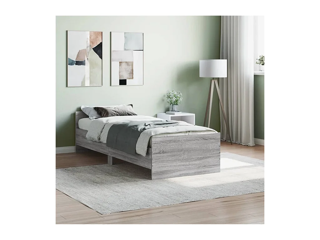 Cadre de lit sonoma gris 75x190 petit simple bois ingénierie
