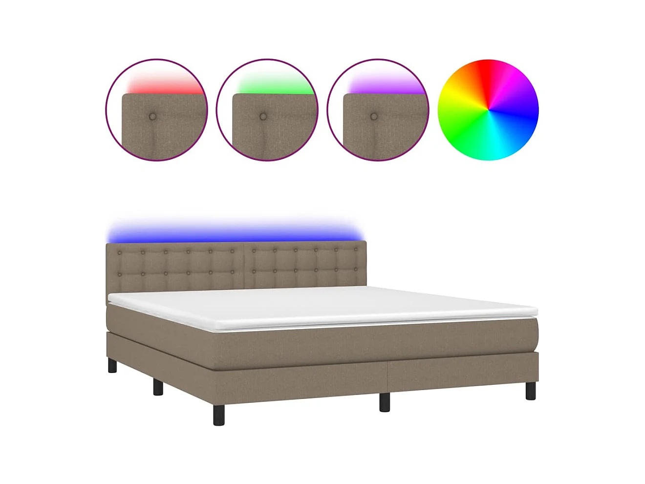 Sommier à lattes de lit avec matelas LED Taupe 160x200 Tissu