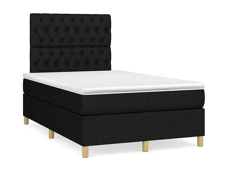 Sommier à lattes de lit avec matelas noir 120x190 tissu