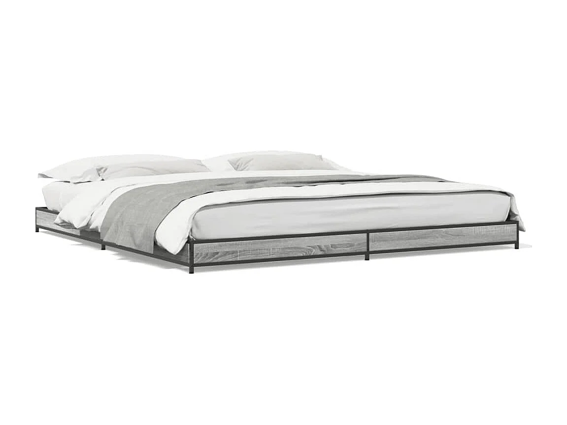 vidaXL Estructura cama madera ingeniería metal gris Sonoma 200x200 cm