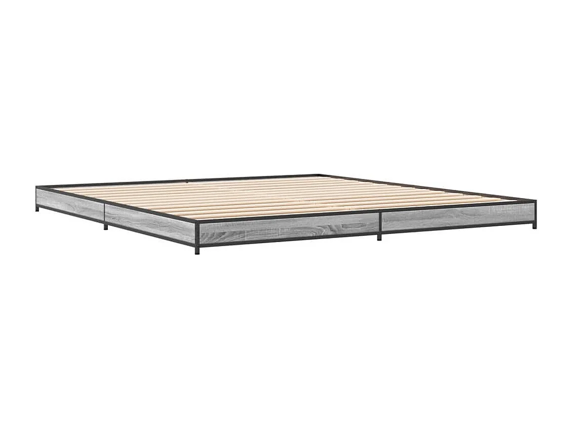 vidaXL Estructura cama madera ingeniería metal gris Sonoma 200x200 cm